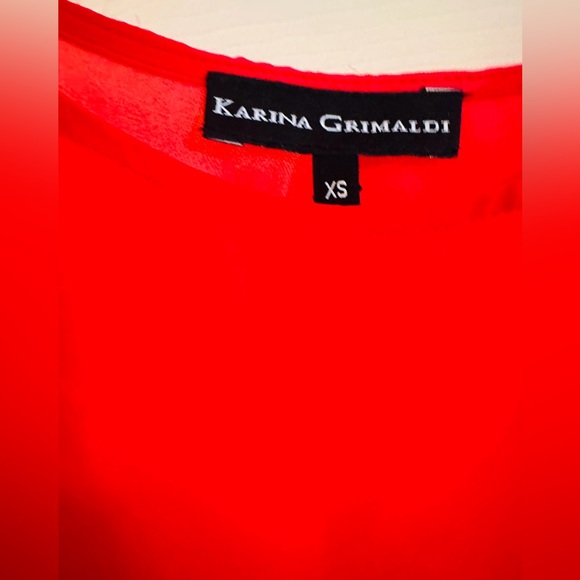 Karina Grimaldi Neiman Red Open Shoulder Silk Kimono Sleeve Blouse Gold Hardware - Picture 3 of 8